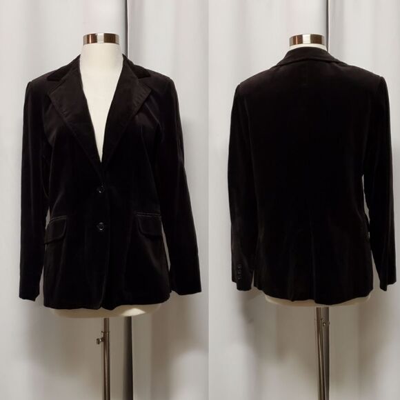 Vintage 80s Retro Black Velvet Punk Goth Rocker Steampunk Power Blazer Medium - Picture 12 of 12